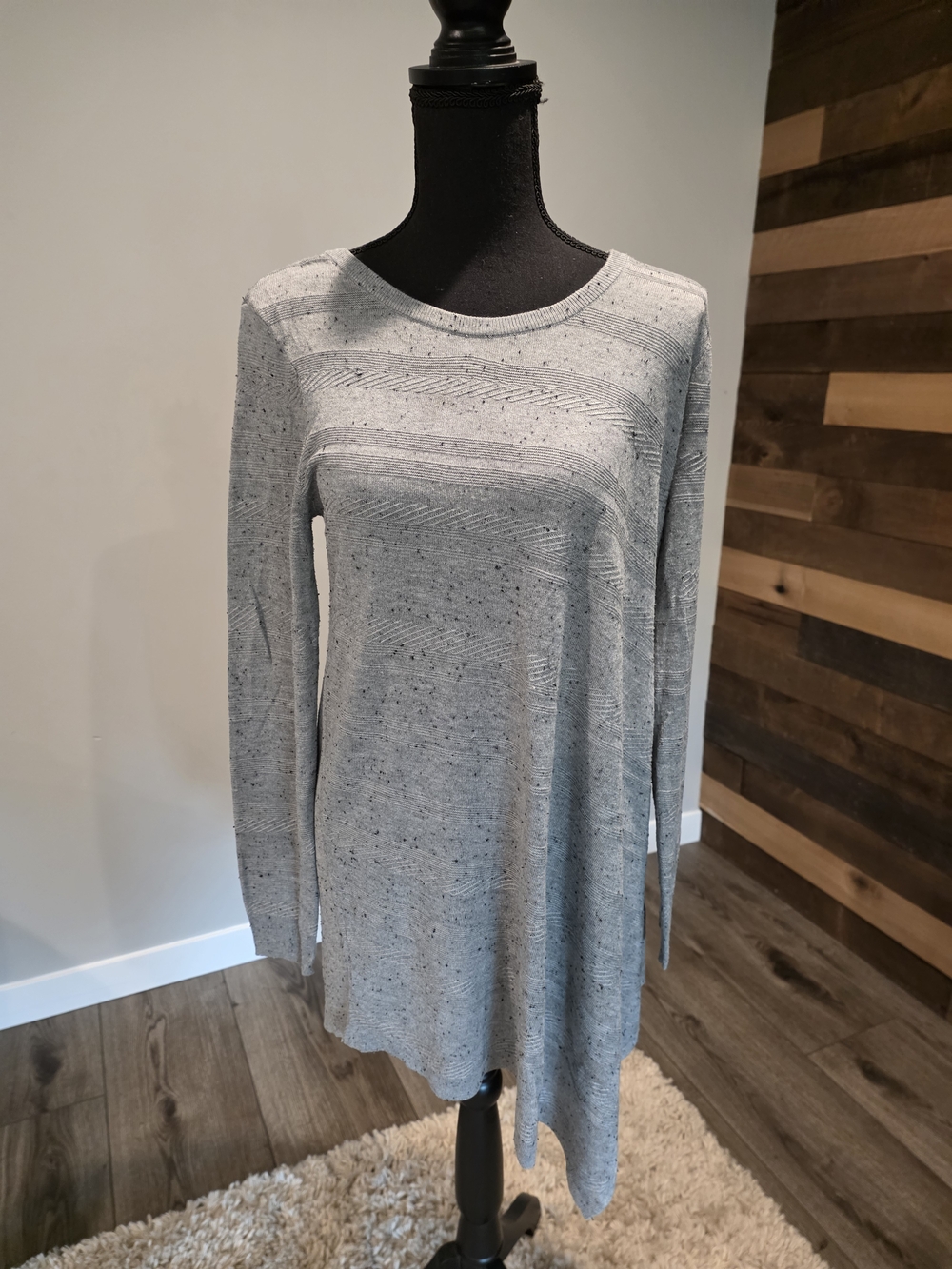 Gray Long-Sleeve Knit Tunic